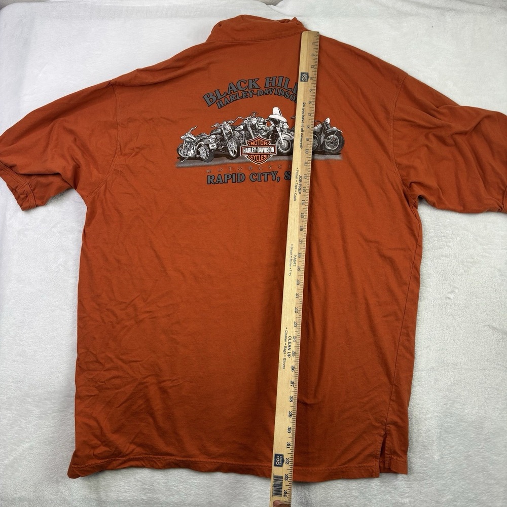 Harley Davidson Black Hills Orange Short Sleeve Graphic Collared Polo Shirt 3XL - Picture 7 of 7